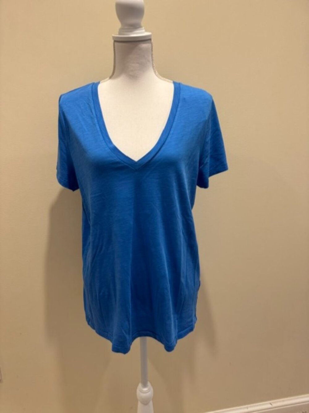 NWT J Crew Blue Short Sleeve V-Neck Slub T-shirt SZ XL